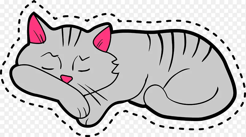 卡通灰色睡觉的猫咪