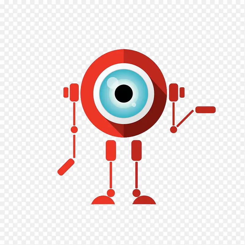 红色独眼大眼睛机器人PNG下载