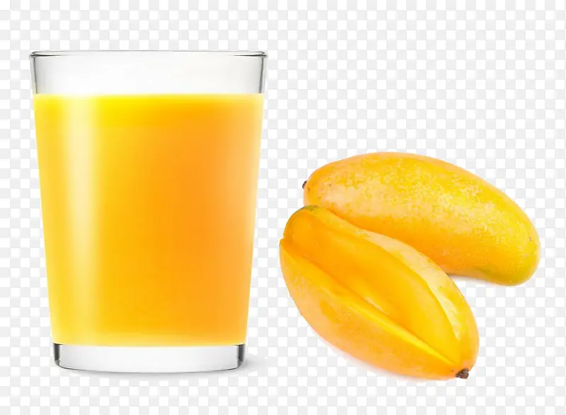 一杯黄色的芒果味果汁儿