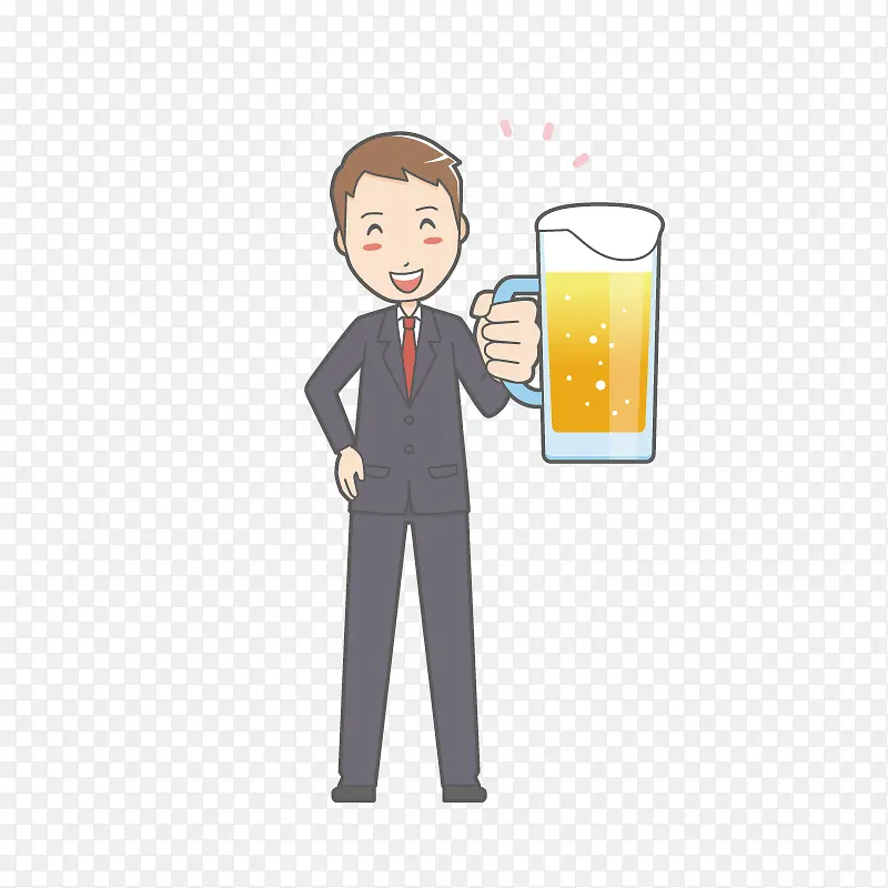 扁平化卡通职业男人喝啤酒