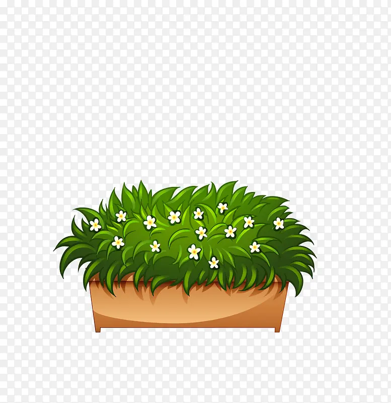 卡通绿植和小花朵