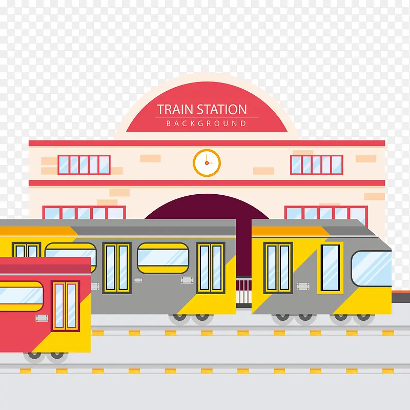 彩色时尚火车站设计矢量