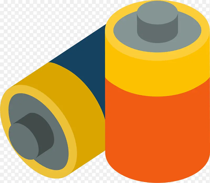 橙色卡通立体电池