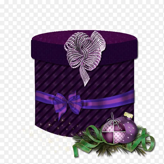 手绘圣诞装饰紫色礼盒