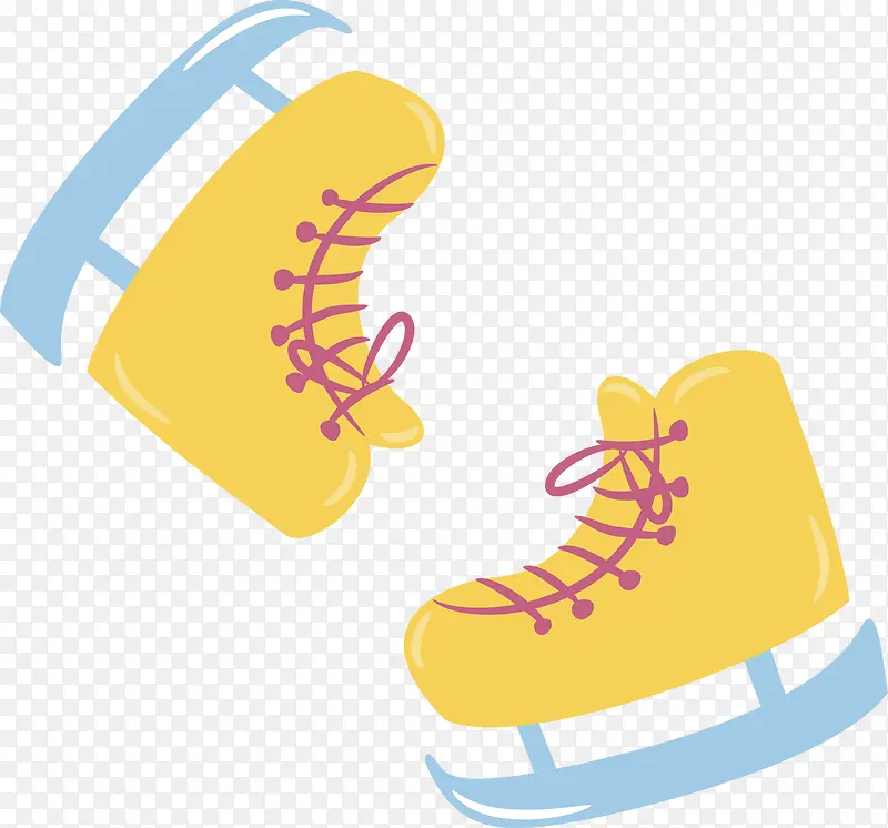 黄色可爱冬季滑冰鞋