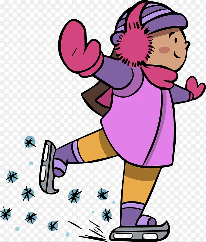 冬季滑冰的小女孩