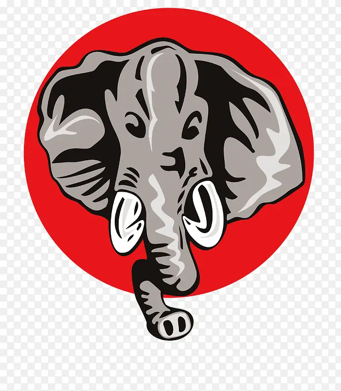 红色背景的矢量大象头 logo