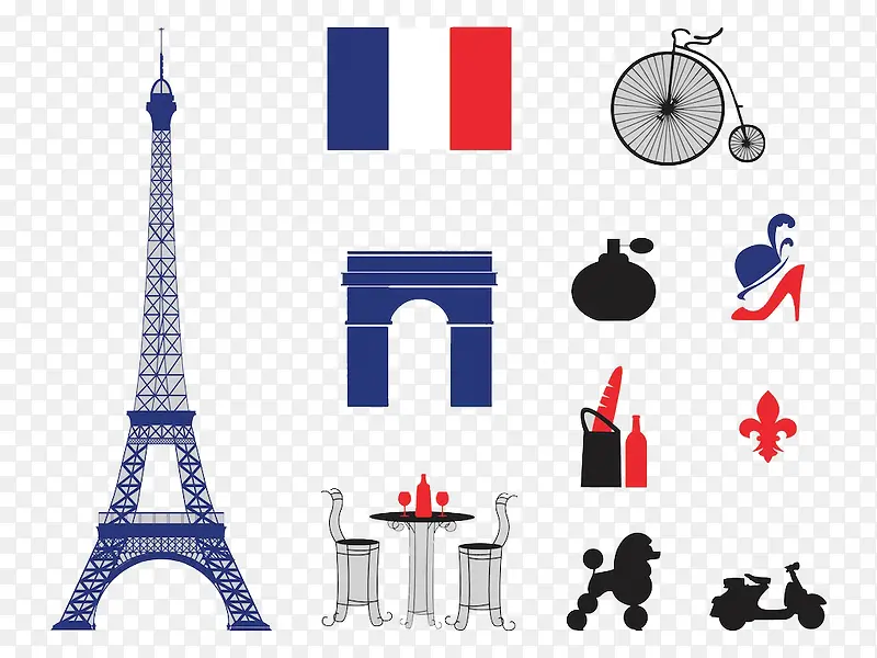 巴黎典型及标志性元素图标
