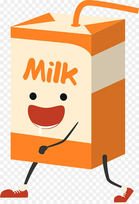 卡通手绘牛奶盒插画图案