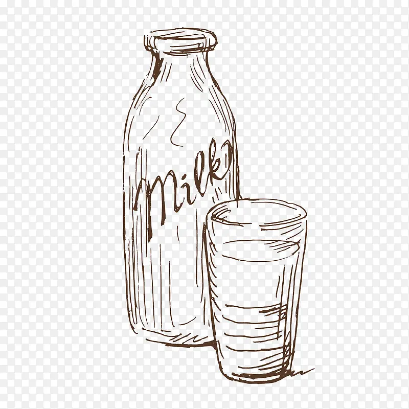 手绘牛奶瓶子图案