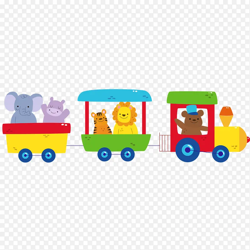 卡通彩色动物小火车
