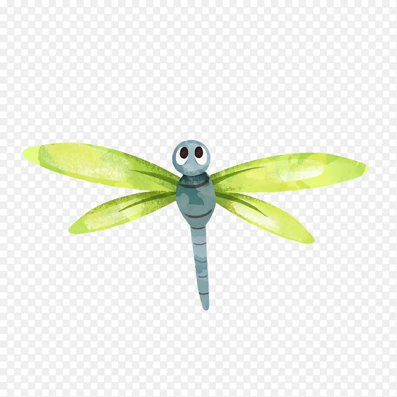 绿灰色卡通飞翔蜻蜓