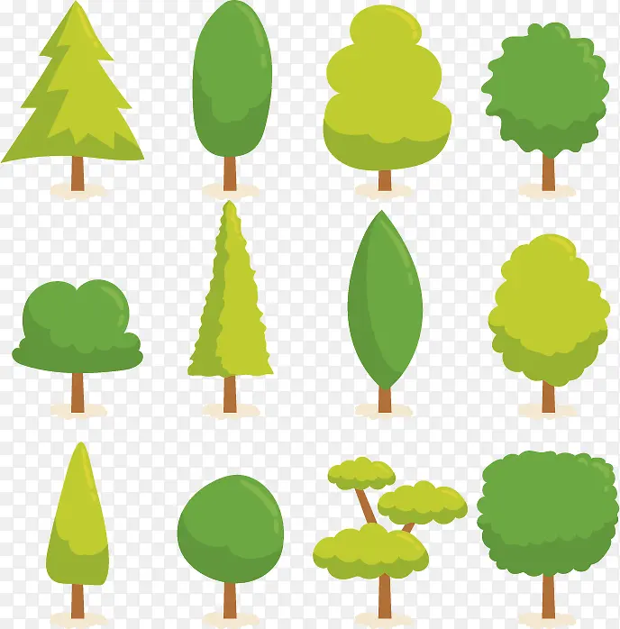 树木树枝树干绿色矢量树木