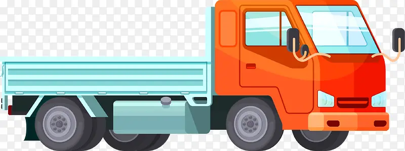 橙色卡通货运卡车
