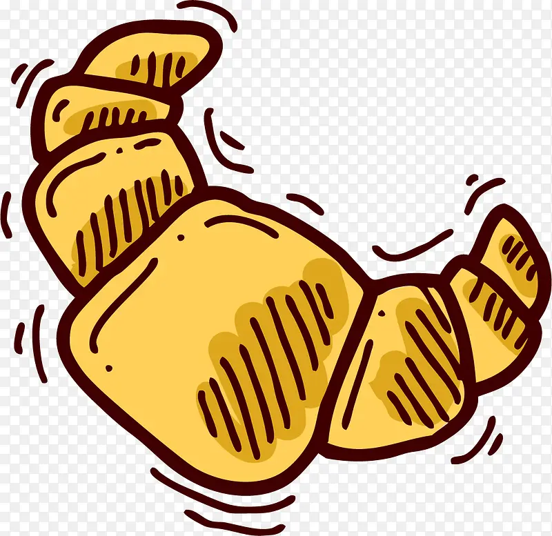 卡通手绘牛角包面包