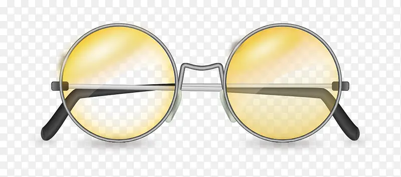 矢量眼镜墨镜复古黄色