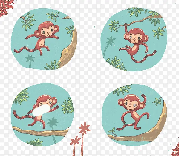 彩色猴子插画设计