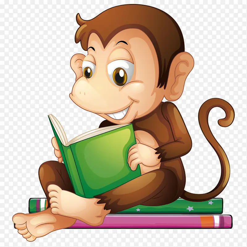 矢量看书的猴子