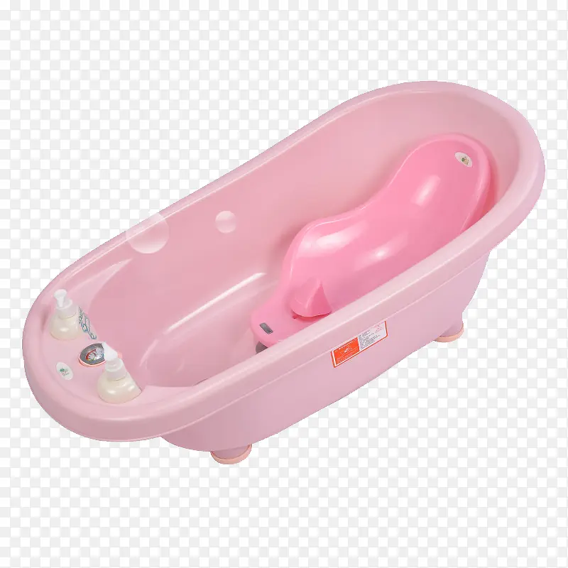 粉色宝宝坐躺沐浴澡盆