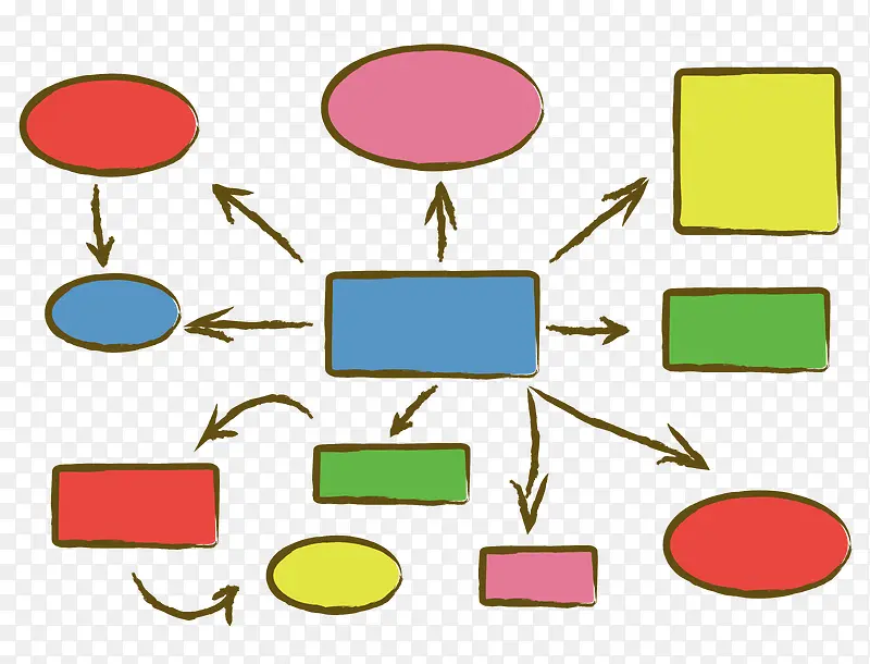 矢量彩色圆形方形图框思维分析图