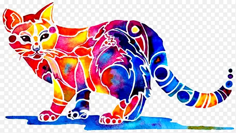 彩色抽象猫咪