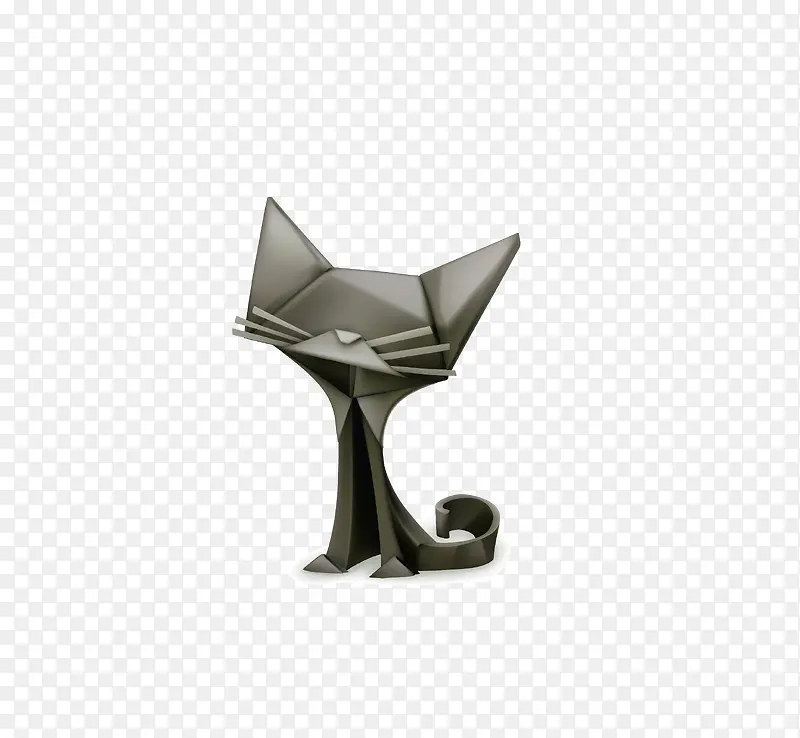 矢量黑色折纸艺术猫咪