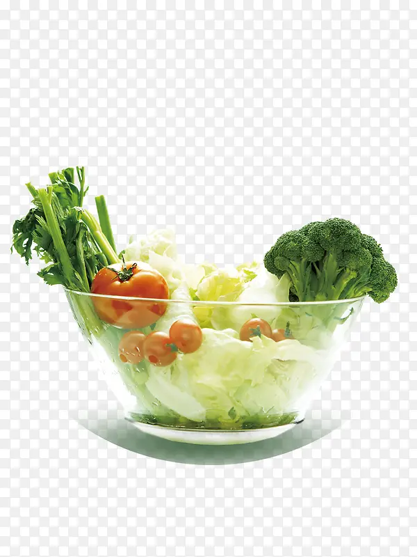 透明玻璃碗装蔬菜西兰花
