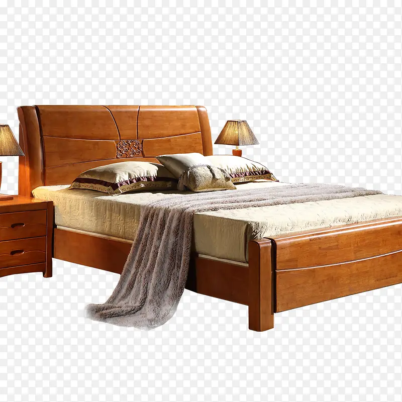 产品实物实木床家具