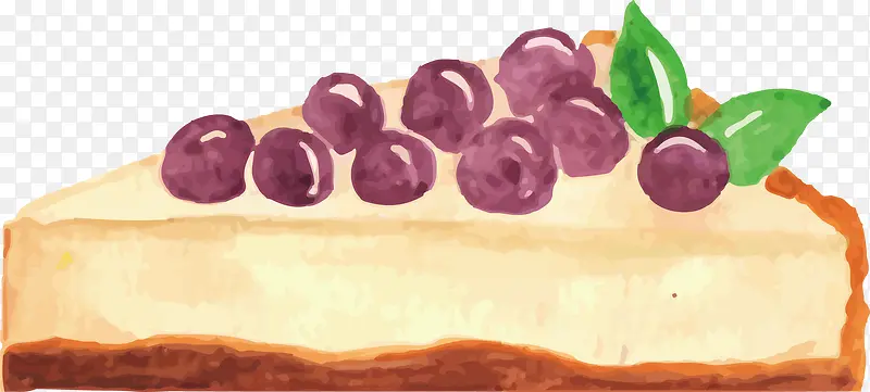 矢量手绘水彩葡萄蛋糕