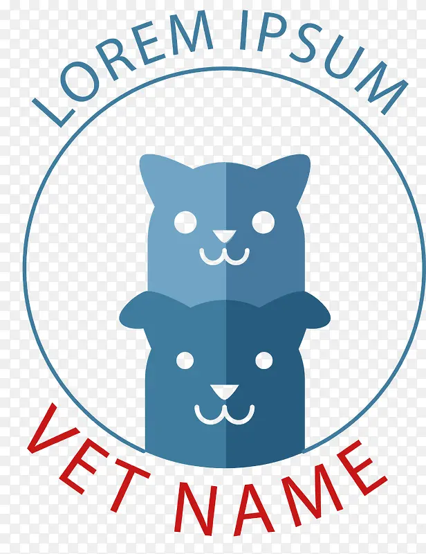 矢量蓝色动物医疗logo素材图