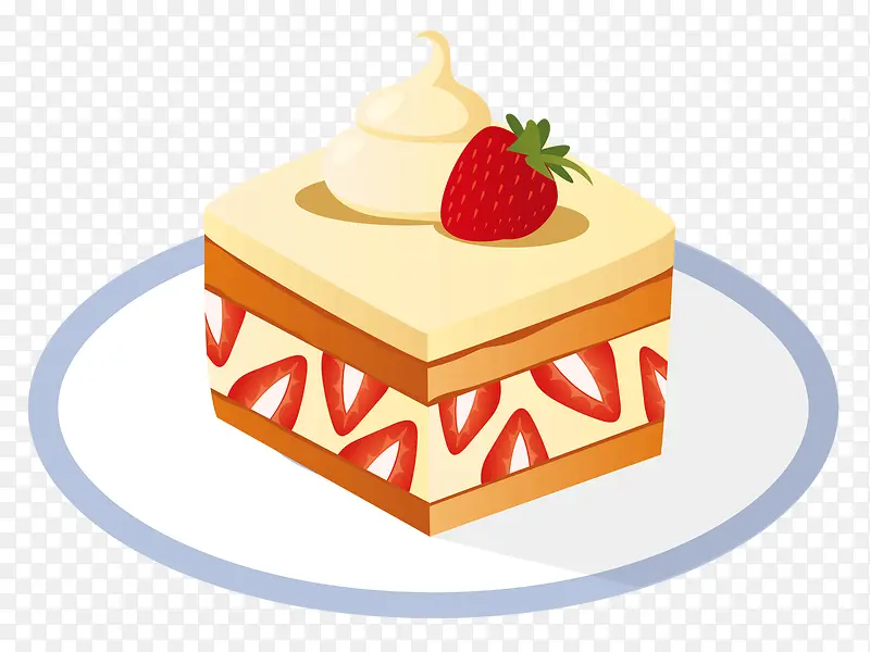 芝士正方形切块水果蛋糕手绘蛋糕