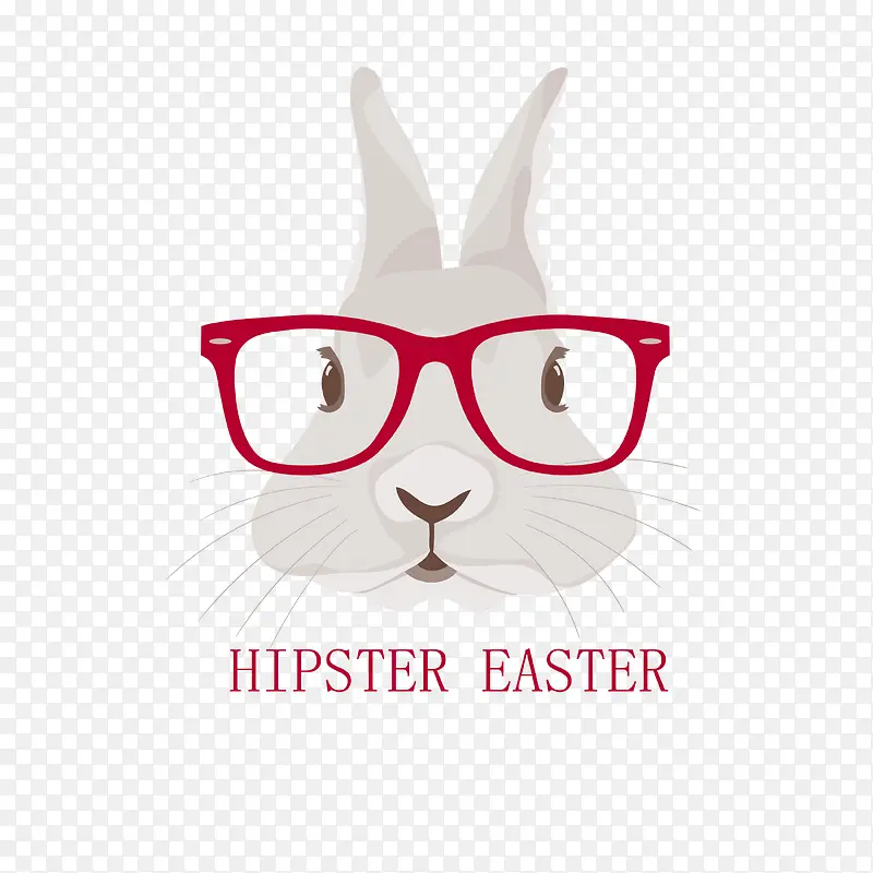 矢量可爱红色眼镜卡通兔子