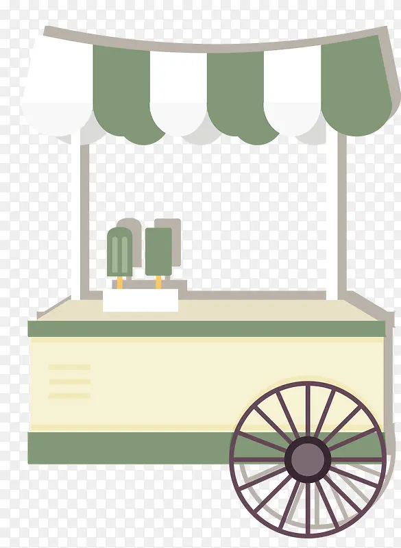 绿色丝带扁平风格快餐车