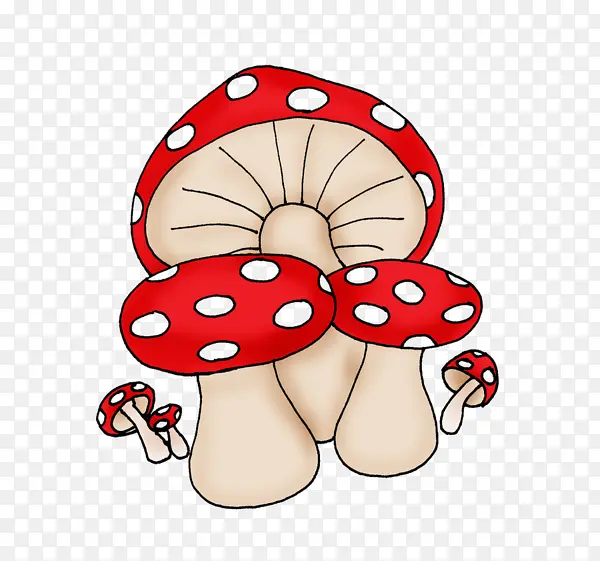 卡通红色斑点毒蘑菇