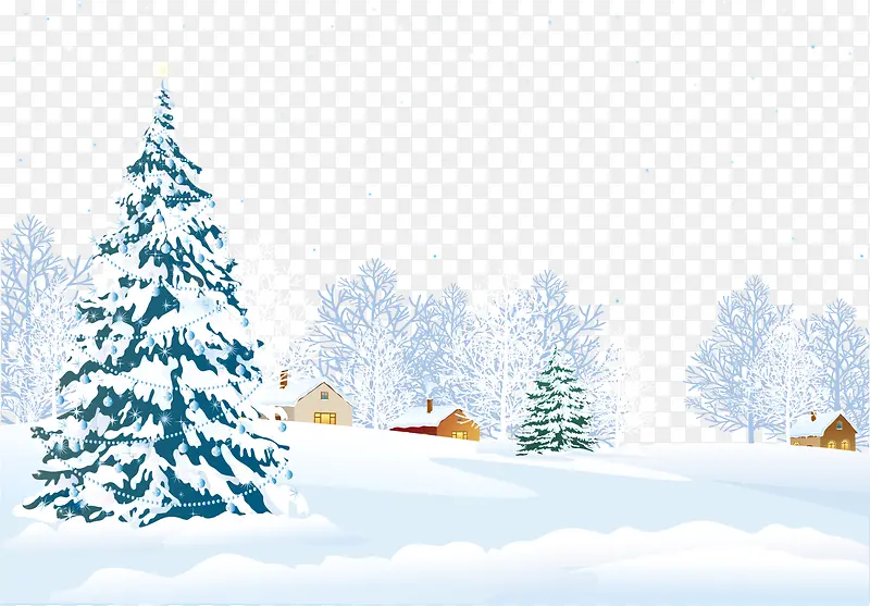 冬日圣诞树雪地