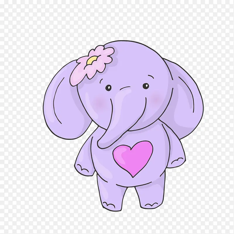 紫色站立的卡通大象