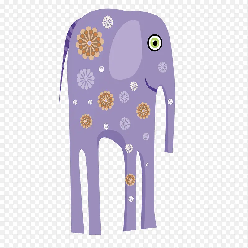 紫色质感卡通大象