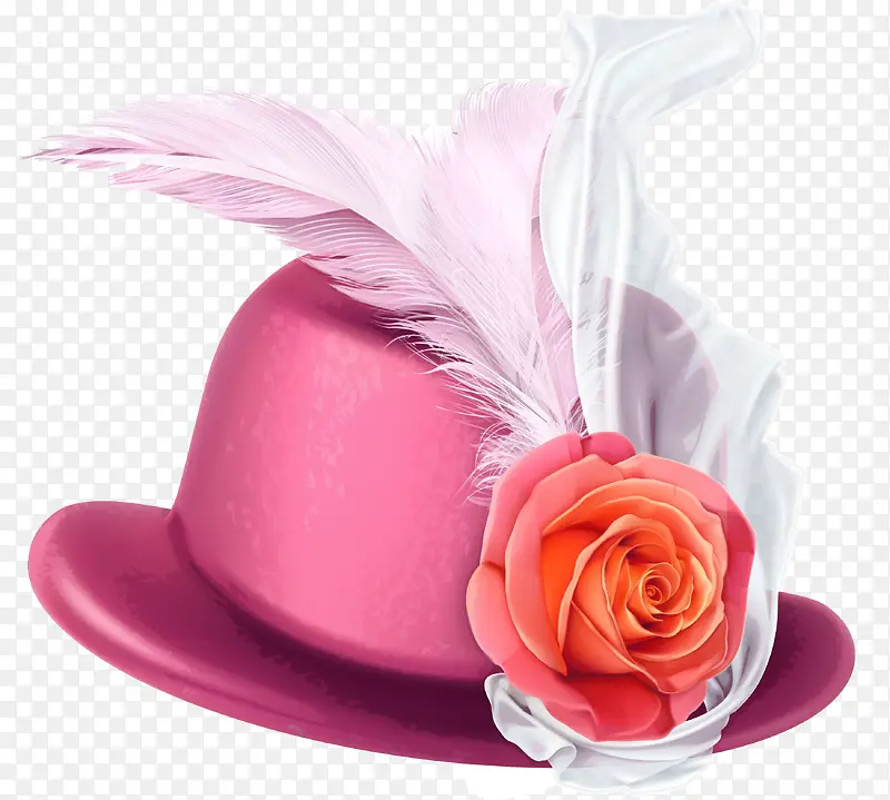 粉色羽毛淑女帽子