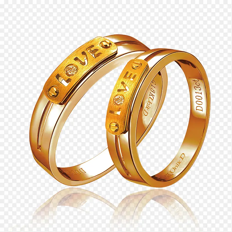 产品实物金色LOVE戒指金戒指