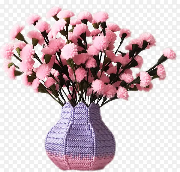 粉色毛线花朵