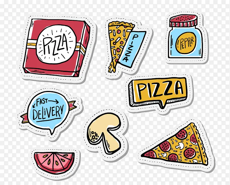 食物手绘漫画披萨