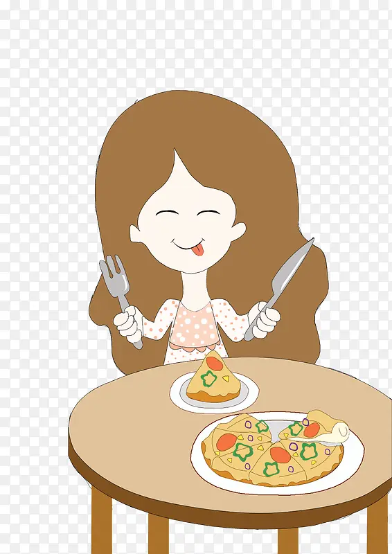 卡通+女孩+食物