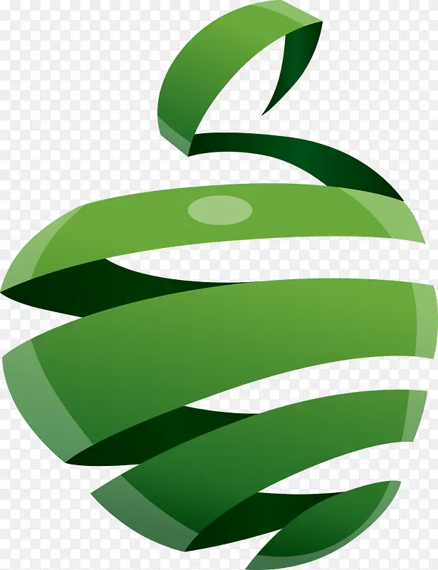 矢量立体插画渐变苹果形状绿色