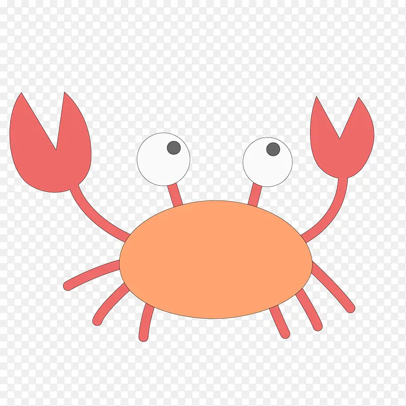 卡通红色的螃蟹动物设计