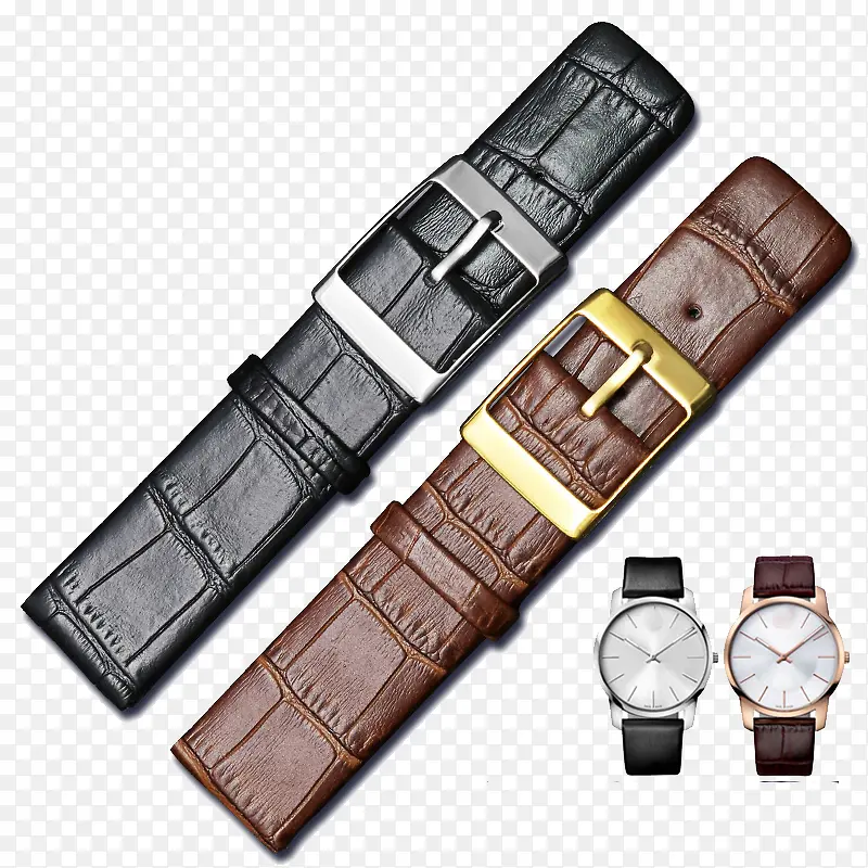 黑色和棕色竹节纹手表带