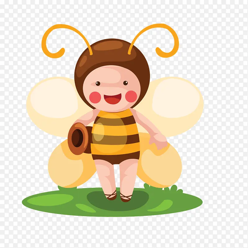 卡通穿小蜜蜂服装的儿童