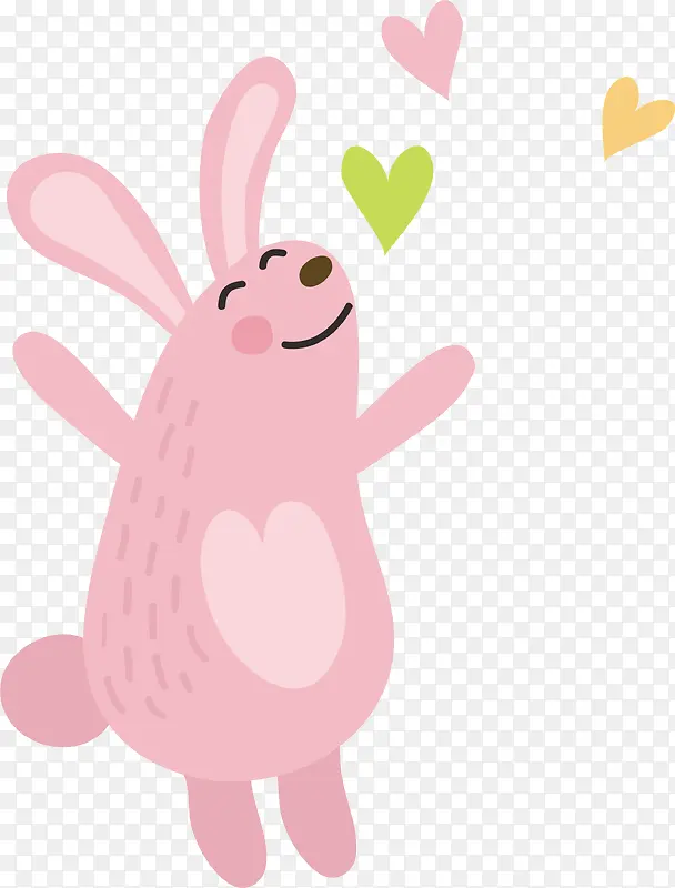 开心的粉色兔子