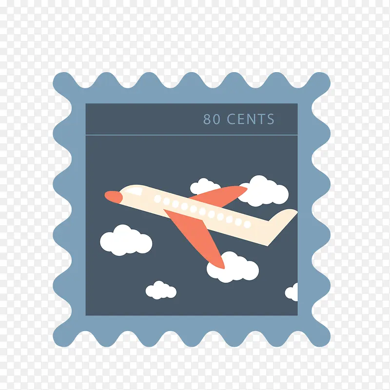 灰黄色飞机复古邮票