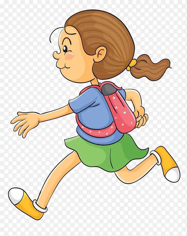 大步奔跑上学的女孩