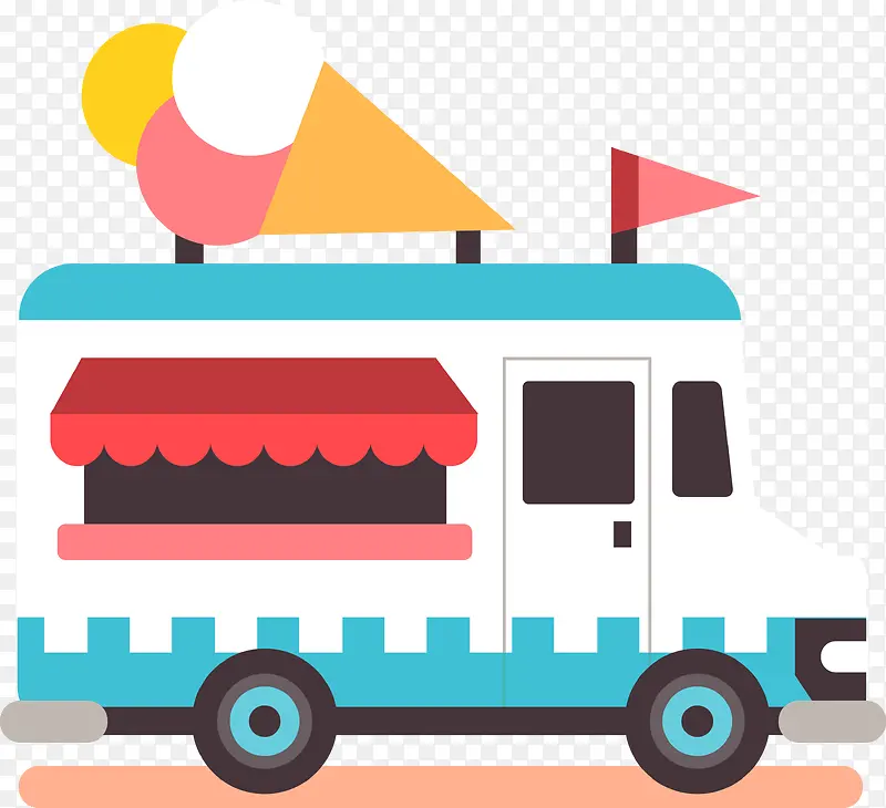 卡通冰淇淋食物车子png图